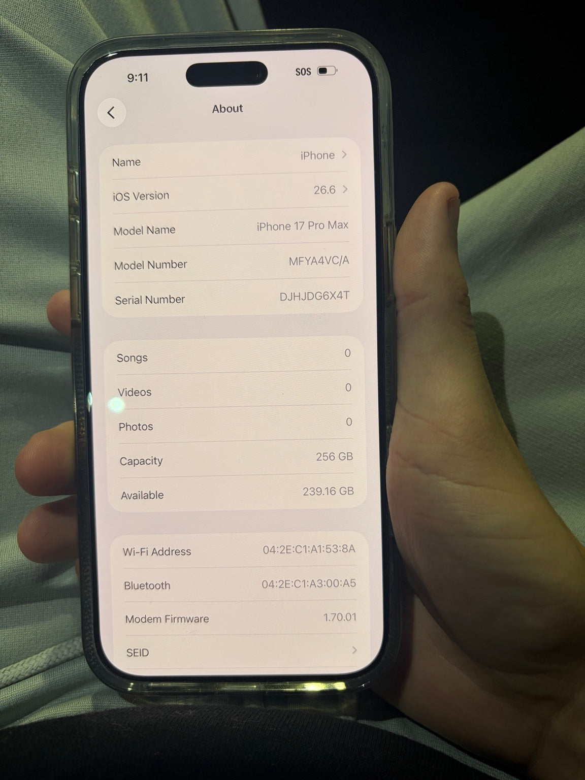 iPhone 17 Pro Max 256GB Deep Blue About screen