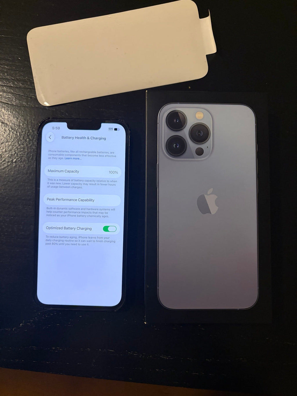 iPhone 13 Pro 256GB Sierra Blue battery health screen