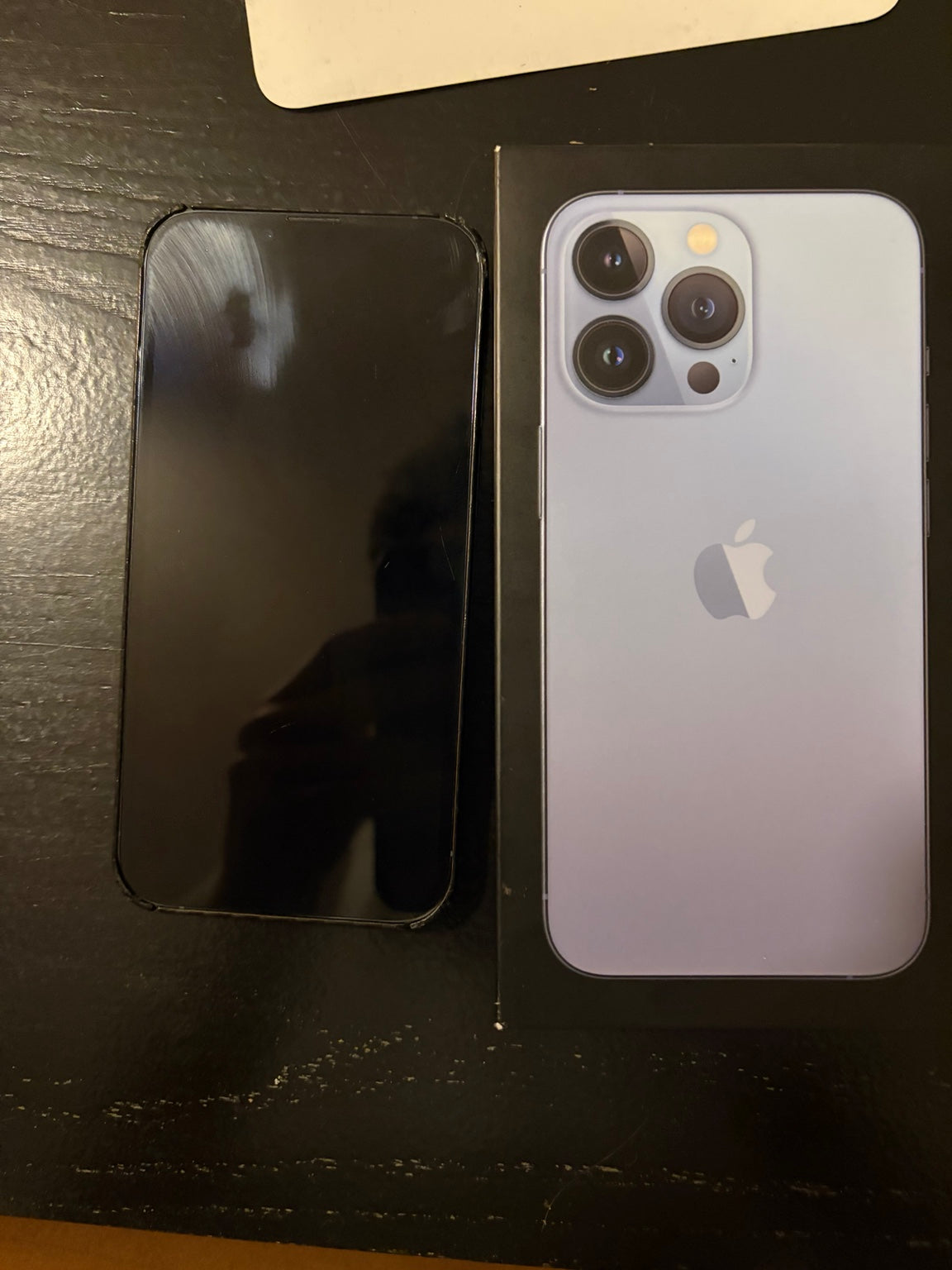 iPhone 13 Pro 256GB Sierra Blue screen off and rear view